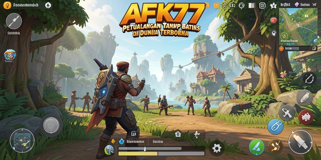 Screenshot gameplay AFK77 menampilkan petualangan menakjubkan di dunia terbuka.