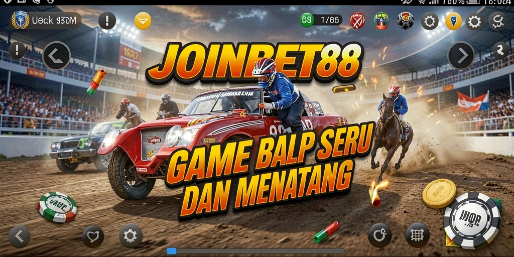 Tampilan utama gameplay balap di JOINBET88, penuh aksi dan kecepatan.