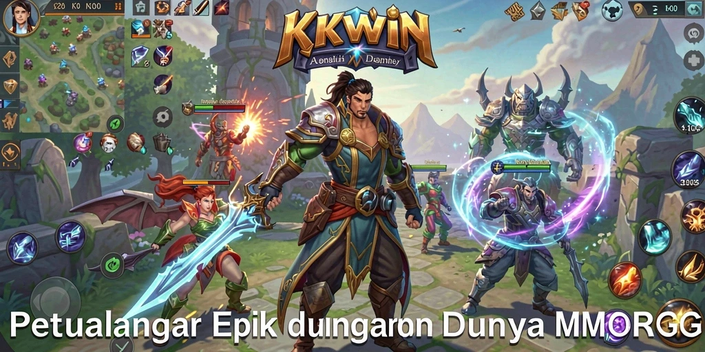Tangkapan layar menampilkan aksi seru dalam petualangan MMORPG.