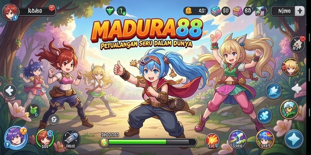 Tampilan gameplay seru di dunia Anime yang penuh warna.