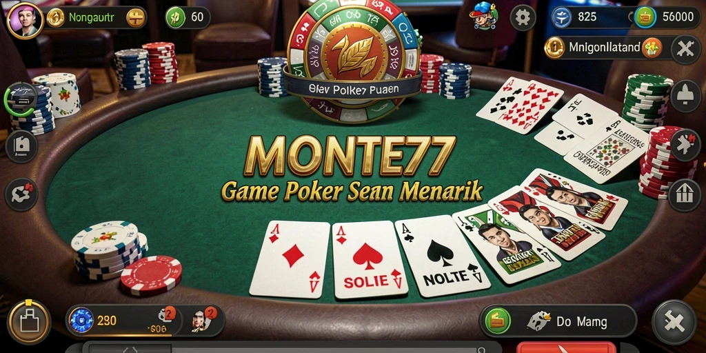 Gameplay seru MONTE77 saat pemain bertarung di meja poker.