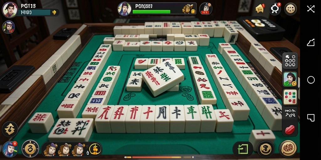 Tampilan menarik dari gameplay Mahjong di PG11 yang penuh warna.