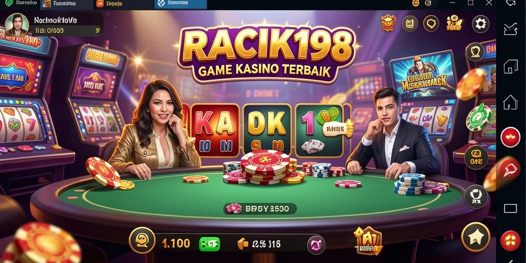 Tangkapan layar menunjukkan gameplay seru dari RACIK198 dengan elemen Kasino yang realistis.