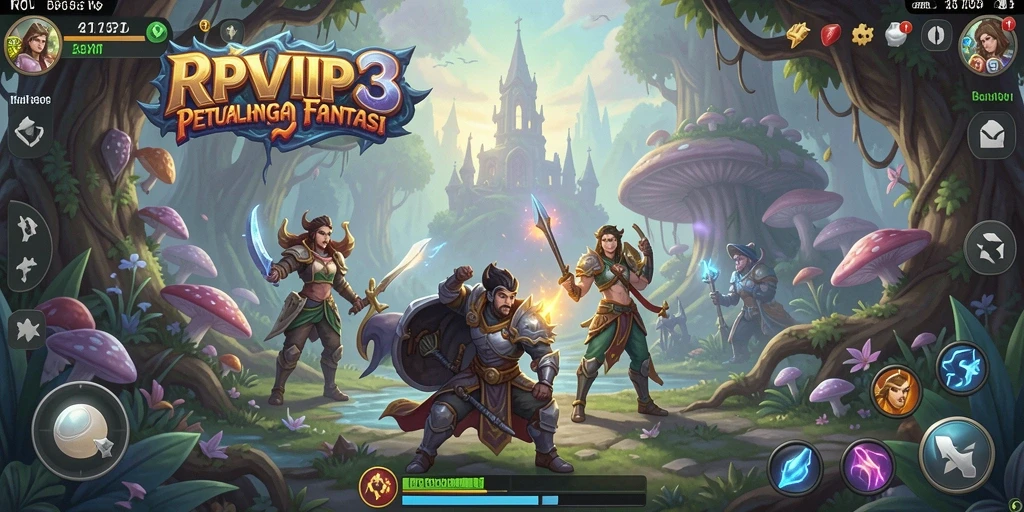 Gameplay RPVIP3 dengan pemandangan menakjubkan di dalam dunia petualangan.