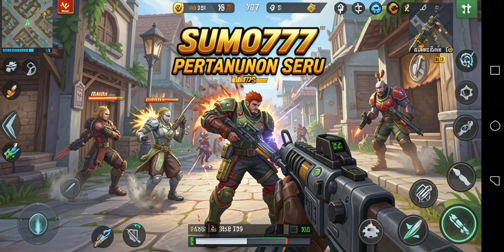 Tangkapan layar utama SUMO777 menampilkan aksi pertarungan yang mendebarkan.