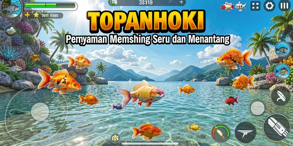 Tangkapan ikan besar di gameplay TOPANHOKI yang penuh warna.